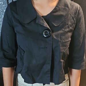 FANG Black Cropped Blazer with Large Button